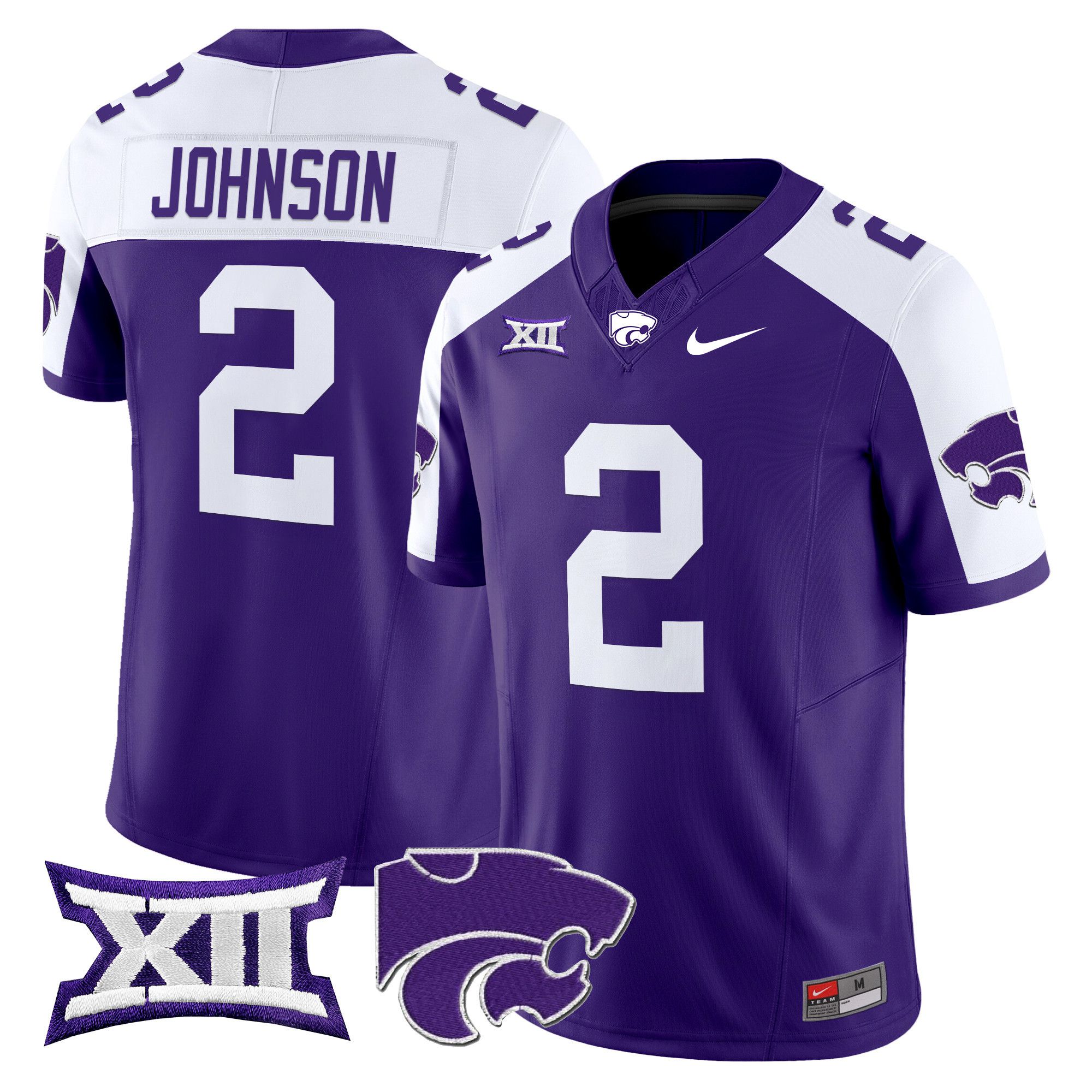 Men Kansas State Wildcats #2 Johnson Purple Nike 2024 Vapor Limited NCAA Jersey->ncaa teams->NCAA Jersey